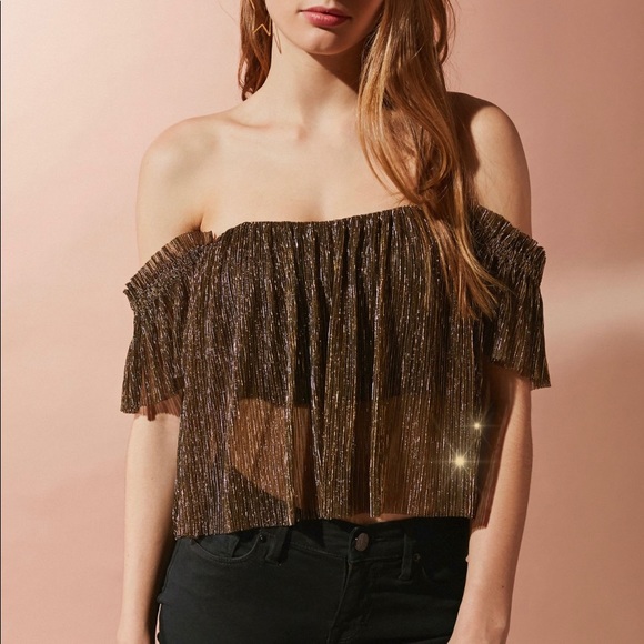 UO Pleated Shimmer Off-The-Shoulder Top - Picture 5 of 5